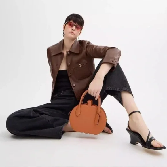 NWT Coach Orange Pumpkin Leather Bag CU868 - Picture 5 of 11